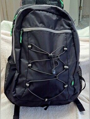 HP Black Laptop Backpack with Green Accents